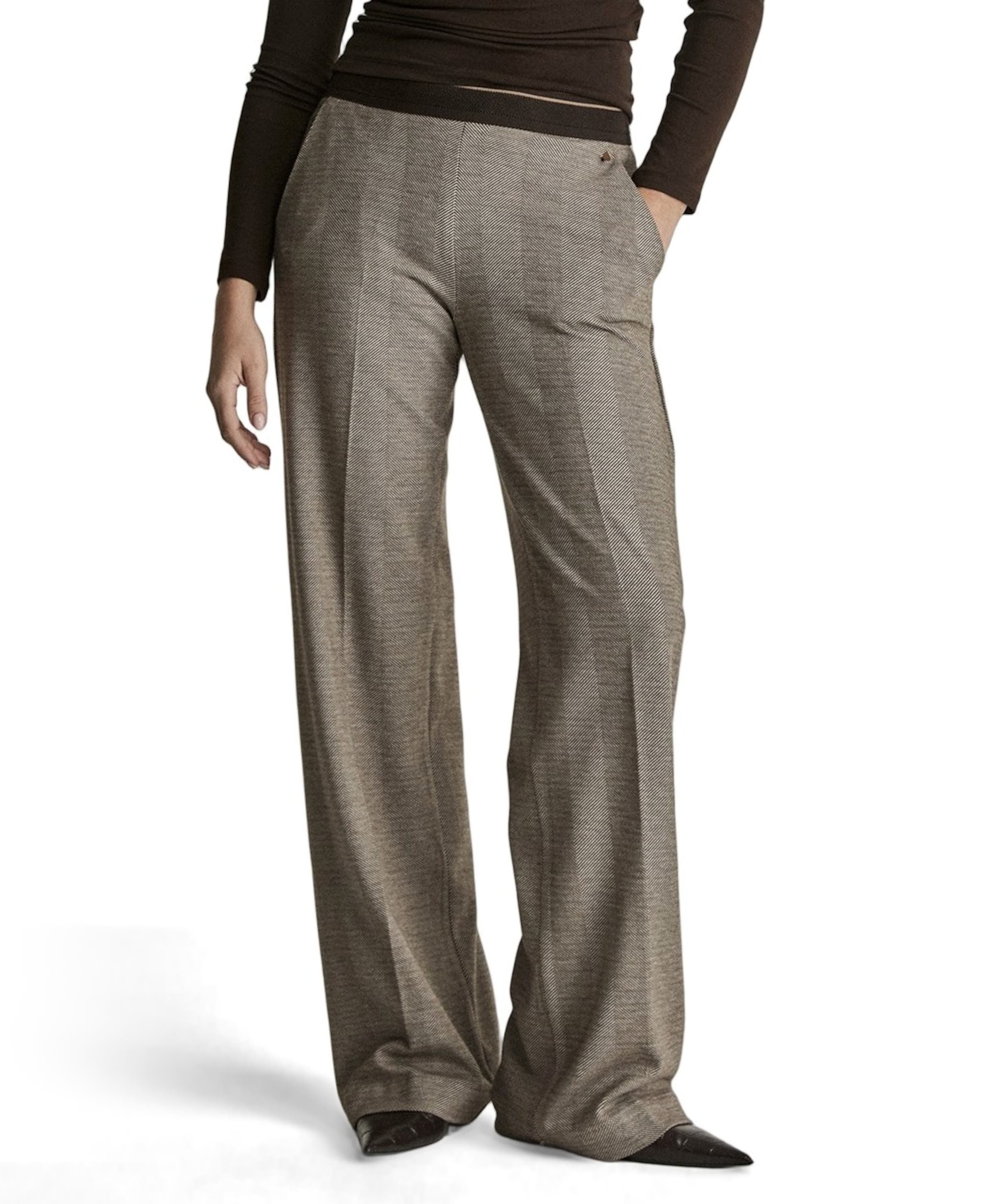Mira (Elastic) - Knitted Jacquards dames broek bruin