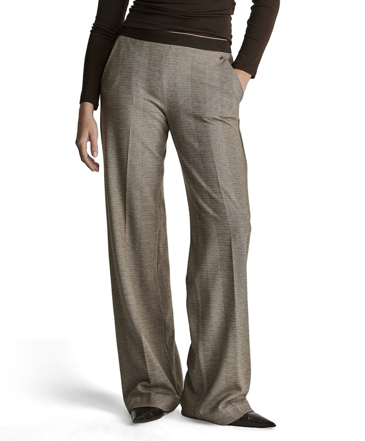 Mira (Elastic) - Knitted Jacquards dames broek bruin