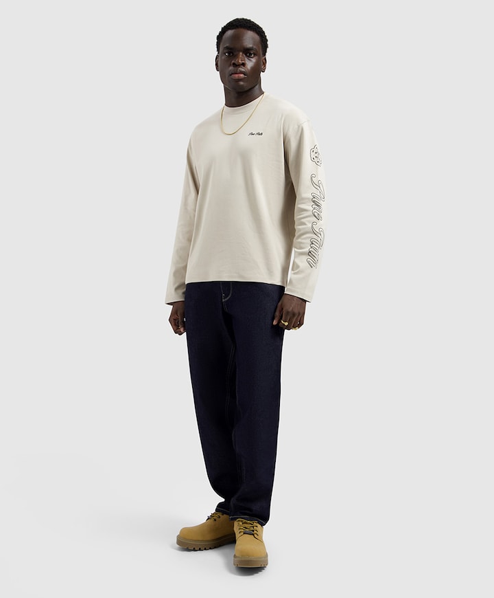 Heren longsleeve beige