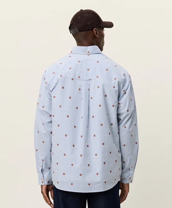 Heren overhemd lange mouw blauw