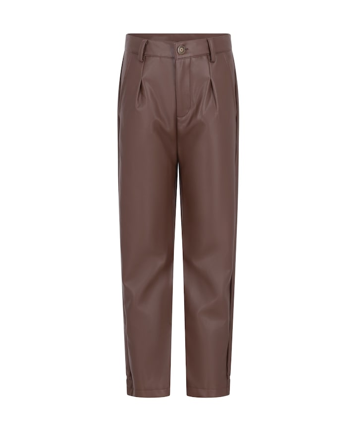 Feya  faux leather meisjes pantalon bruin
