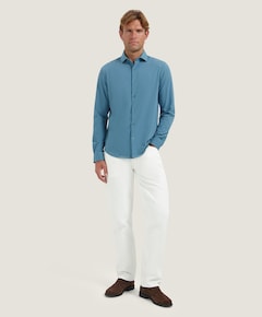 Heren overhemd lange mouw blauw