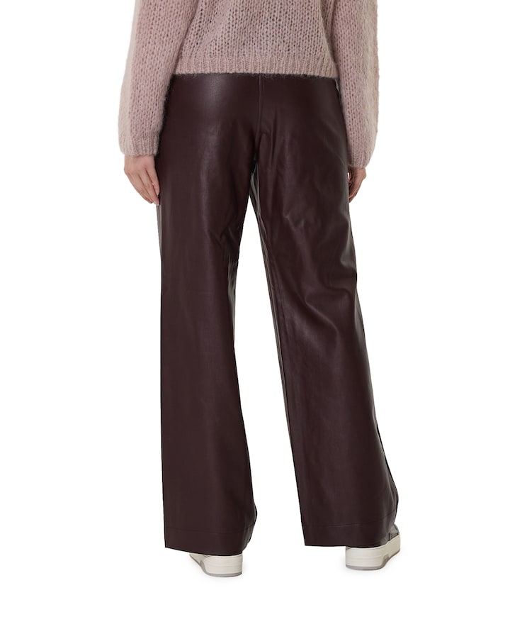 Regular length straight leg PU pantalon bordeaux