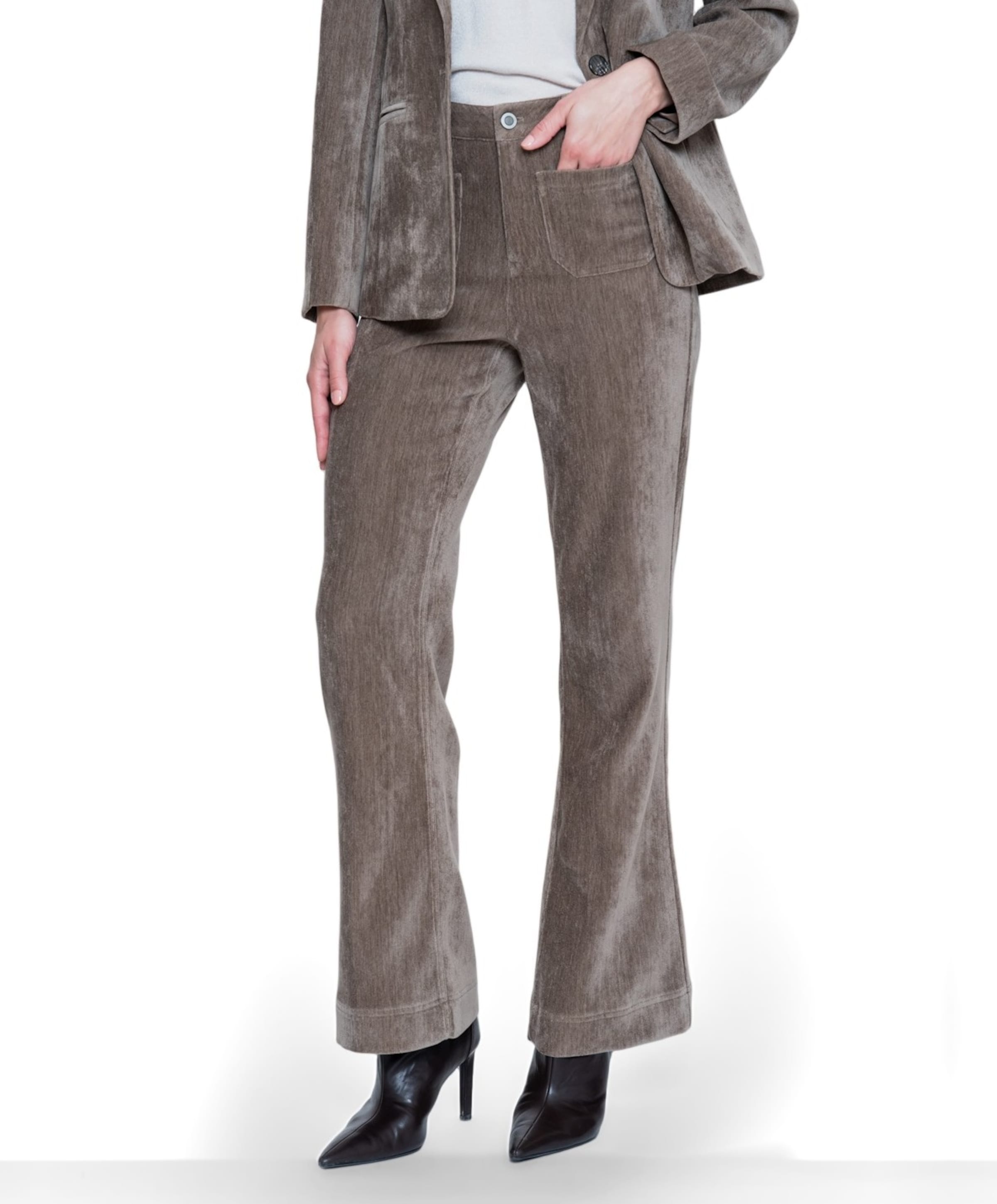 Pants velours dames broek beige