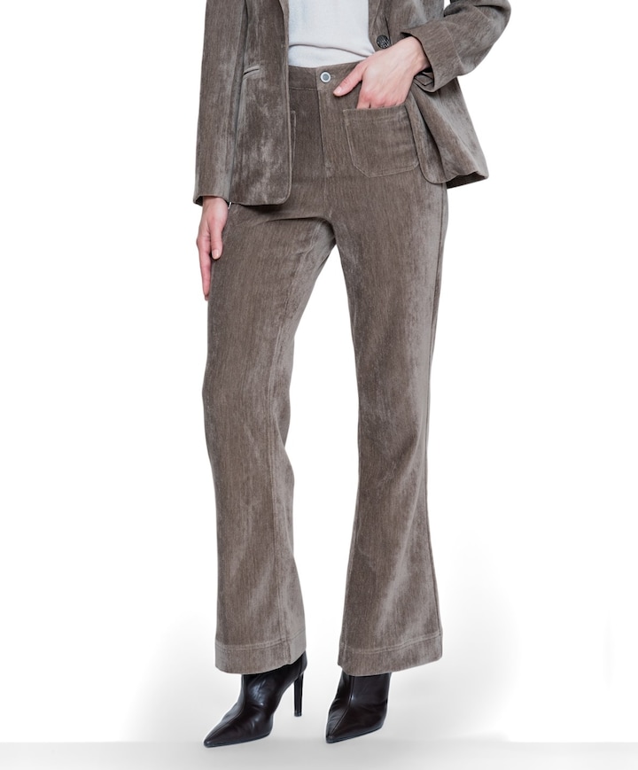 Pants velours dames broek beige