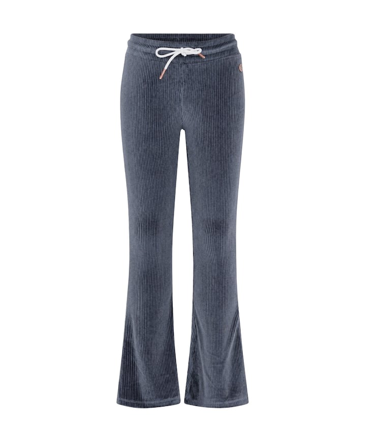 Femke girls velvet glitter flared pants meisjes broek blauw