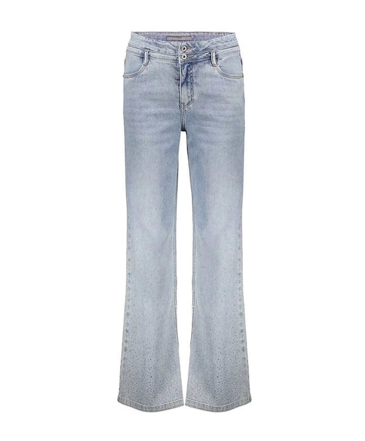 Wide stones dames jeans blauw