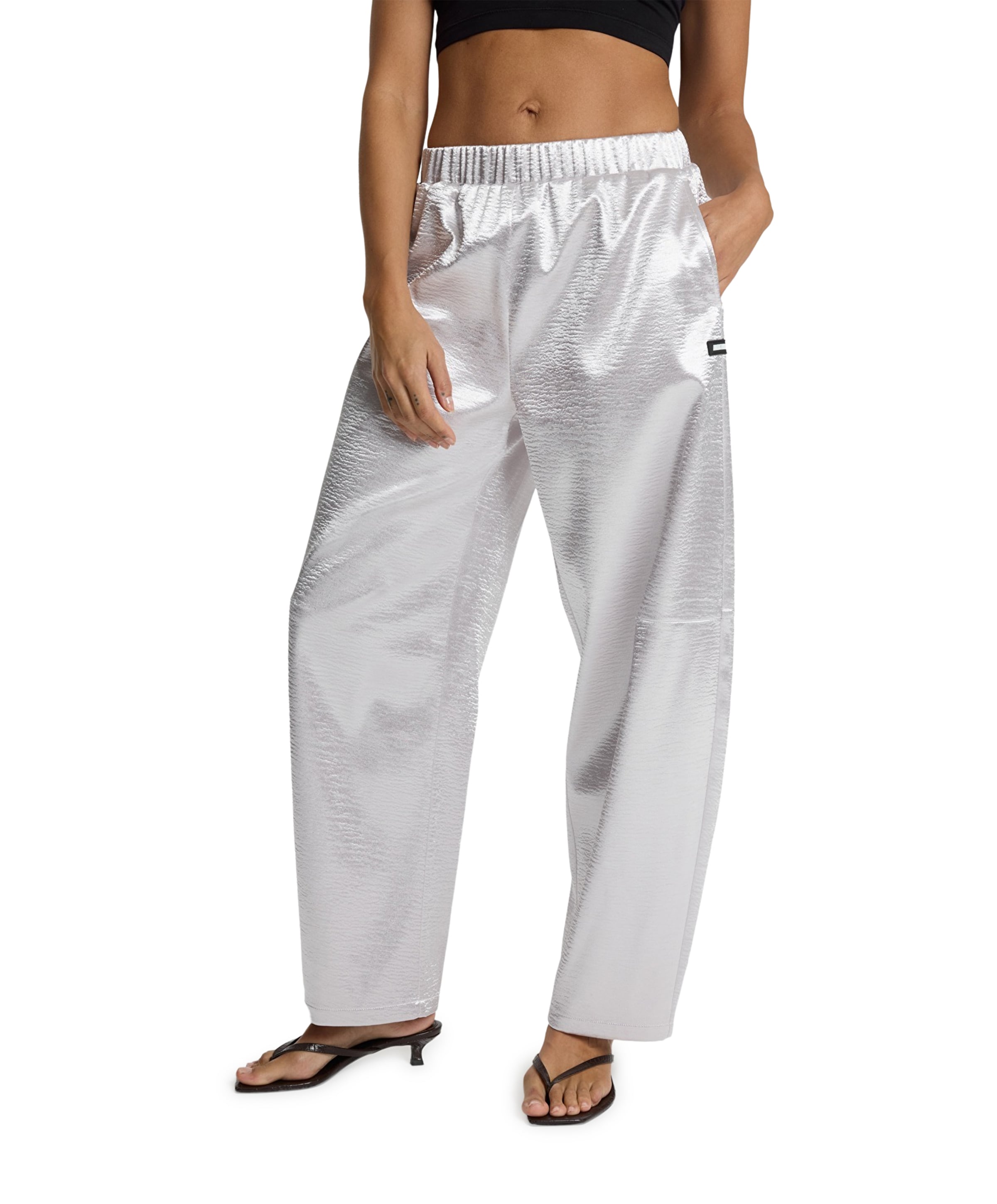 SHINY dames broek zilver