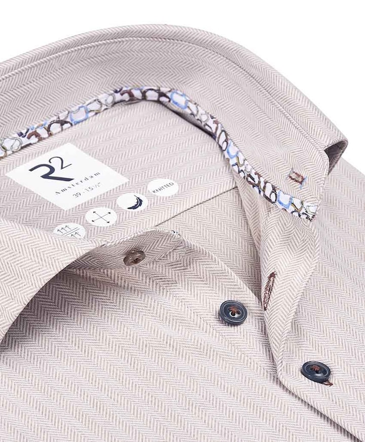 Overhemd lange mouw beige