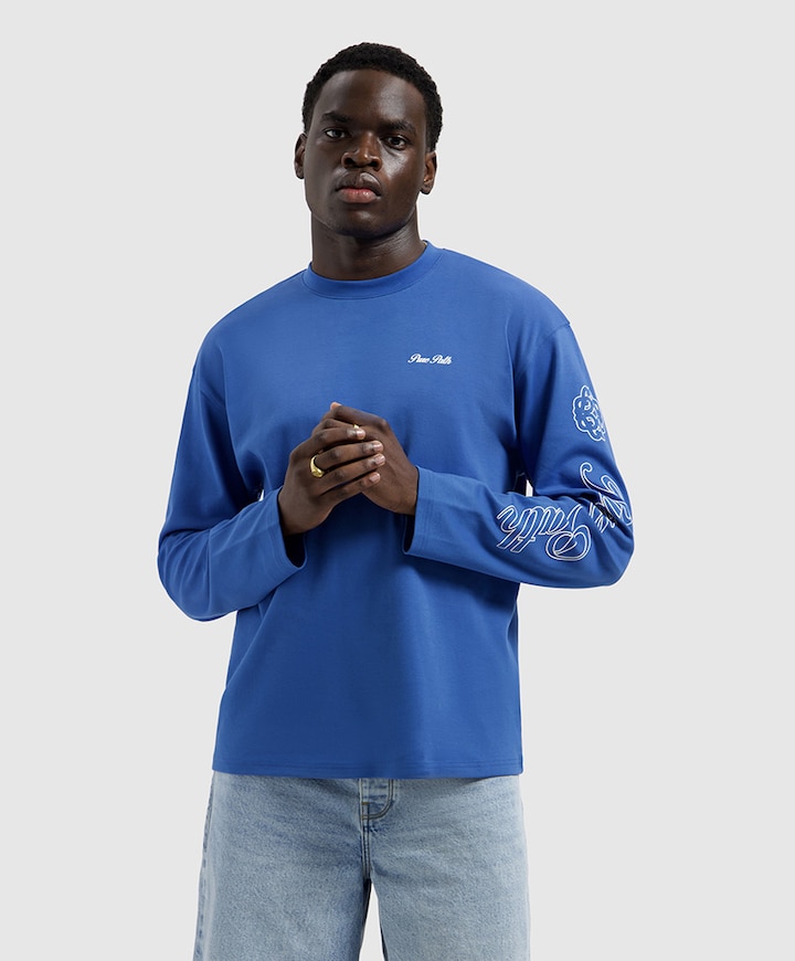 Heren longsleeve blauw