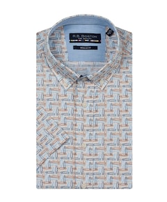 Heren overhemd korte mouw beige