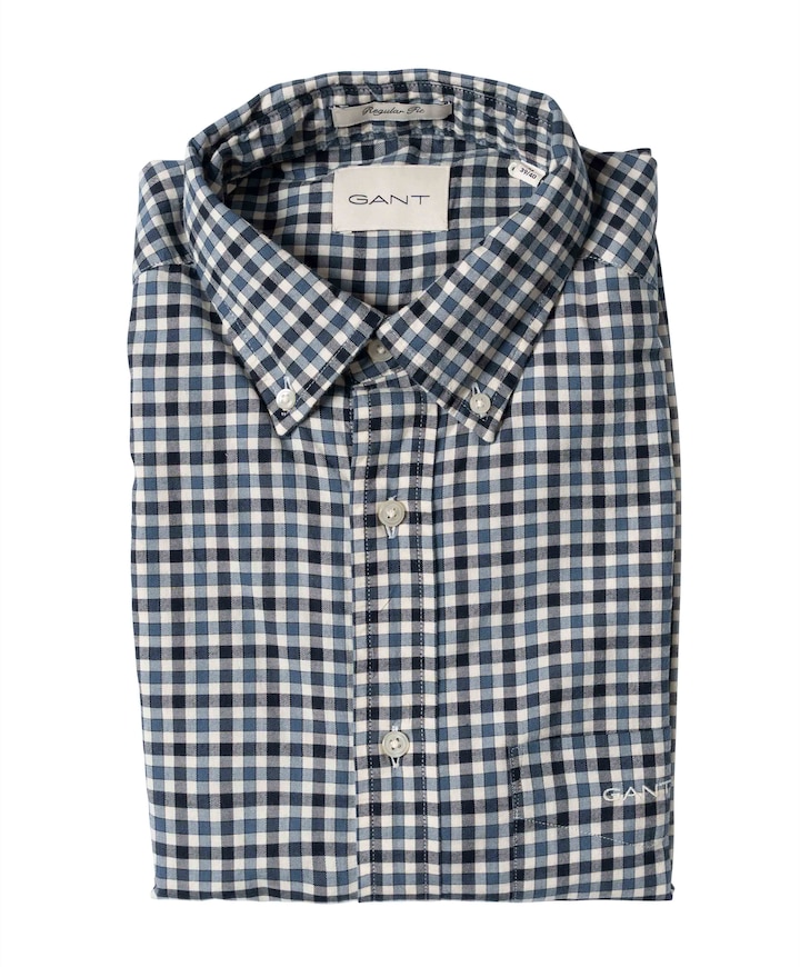 Heren overhemd lange mouw blauw