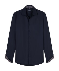 Heren overhemd extra lange mouw blauw