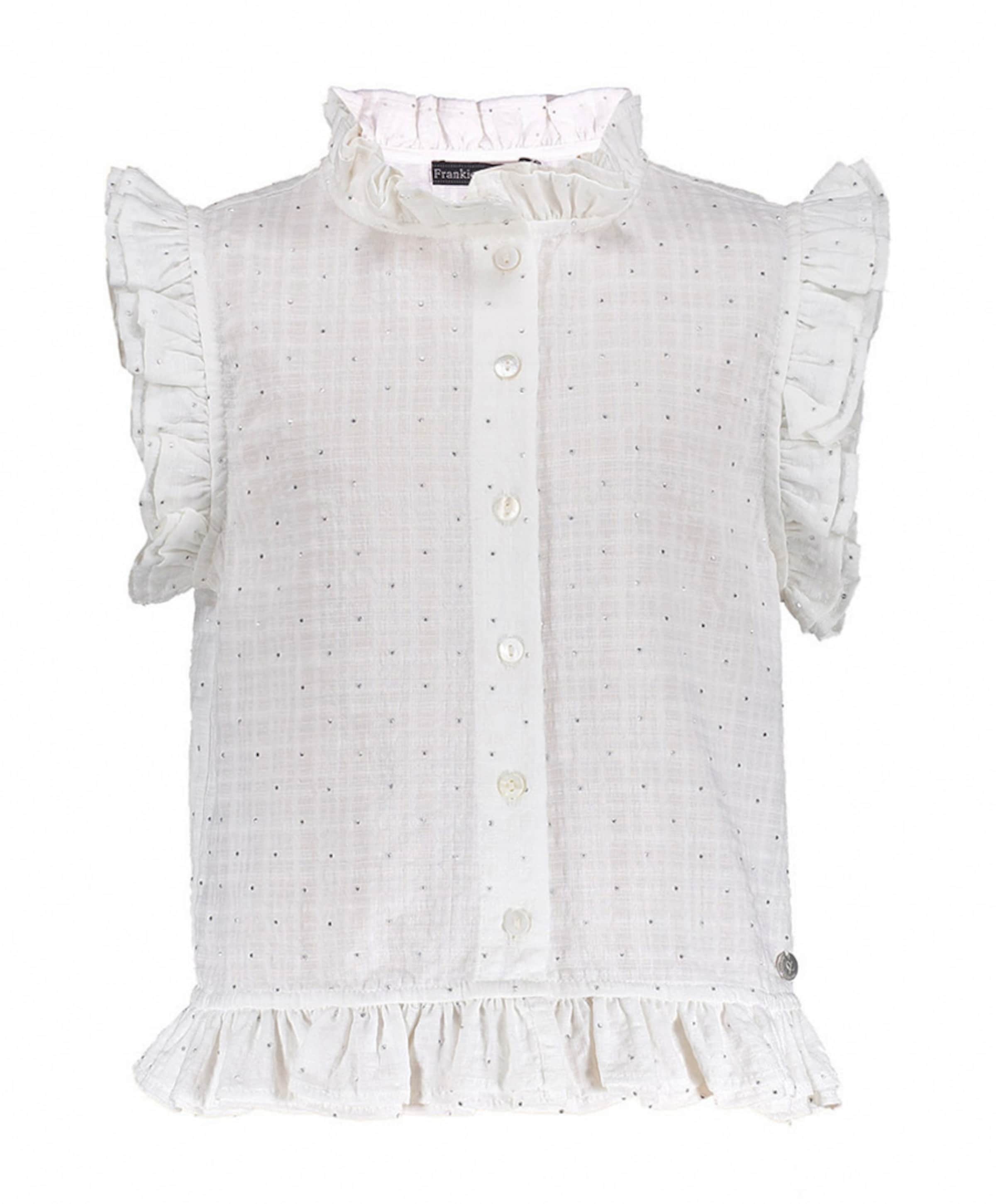 Meisjes blouse korte mouw ecru