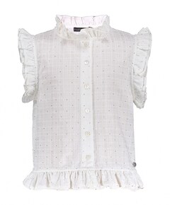 Meisjes blouse korte mouw ecru