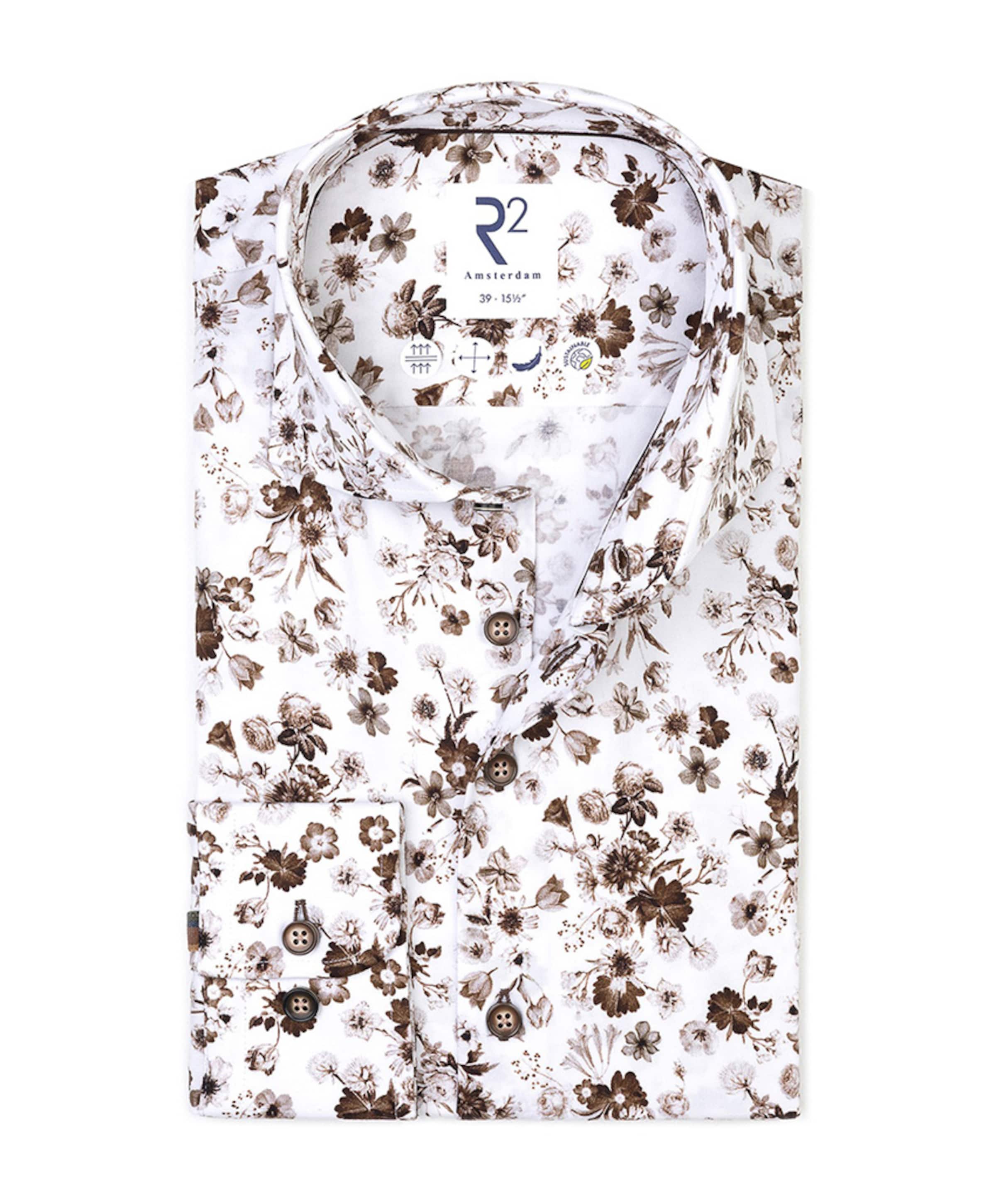 Heren overhemd lange mouw bruin