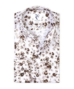 Heren overhemd lange mouw bruin