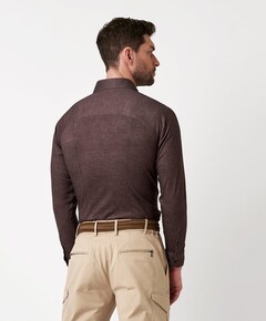 Heren overhemd lange mouw bruin