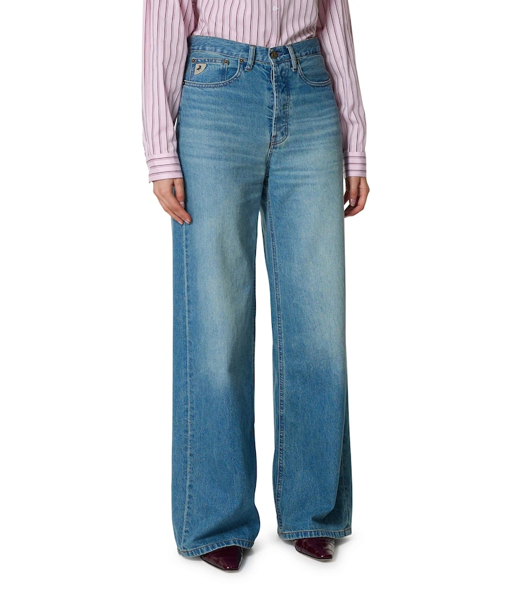 Skater Loose 7734 Retro Stonewash dames jeans blauw