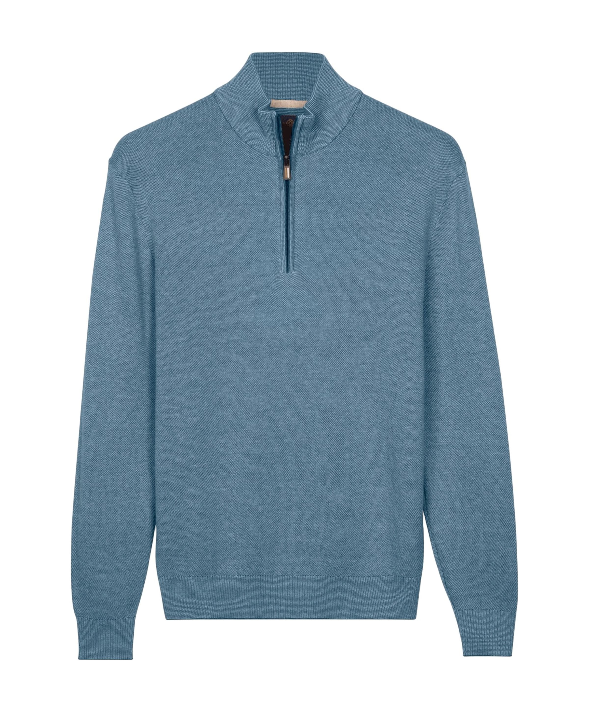 Heren trui met rits blauw
