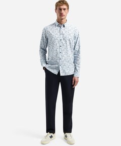 Heren overhemd lange mouw blauw