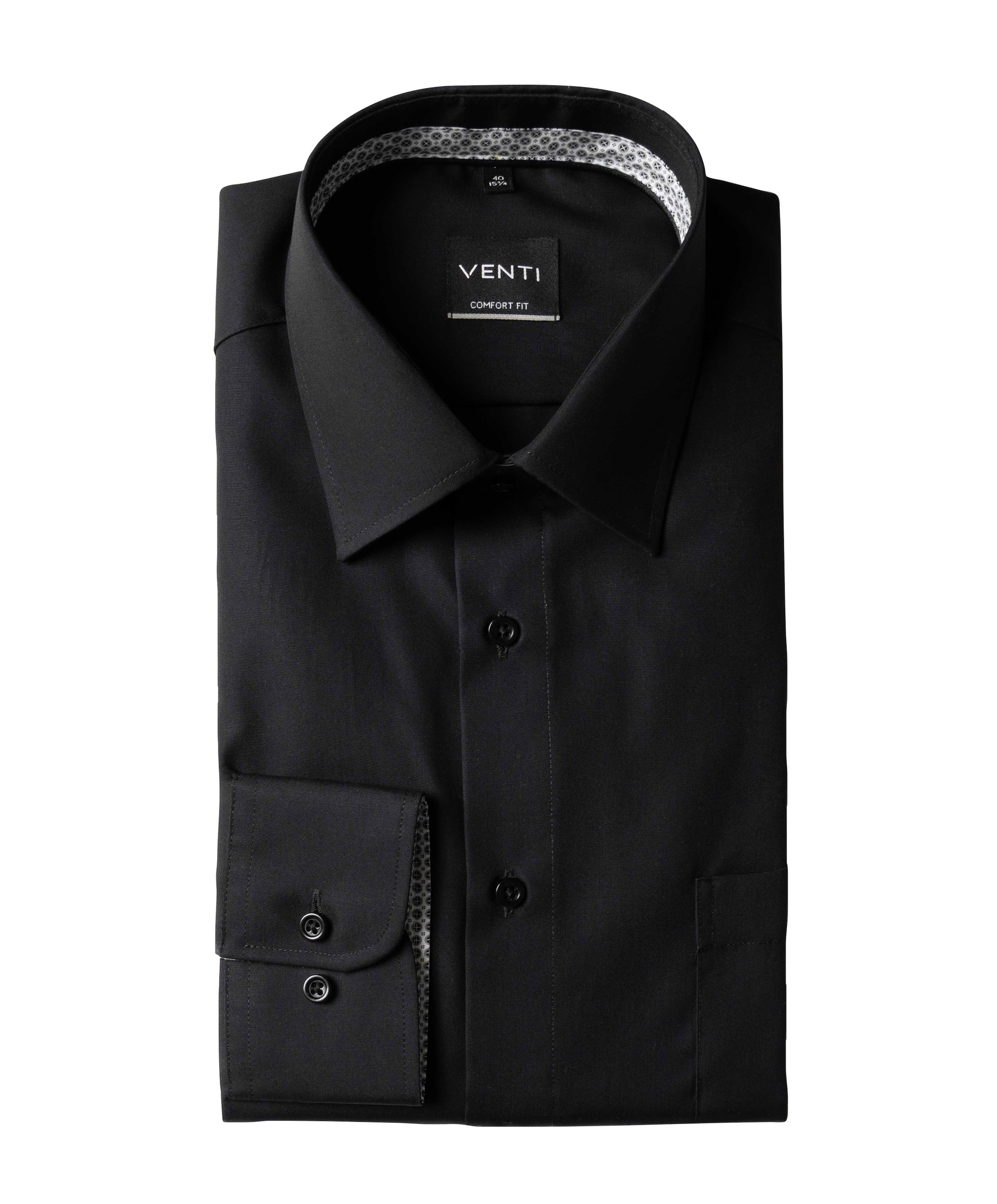 Heren overhemd lange mouw zwart