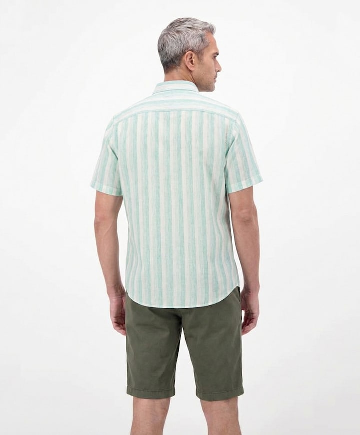 Heren overhemd korte mouw groen