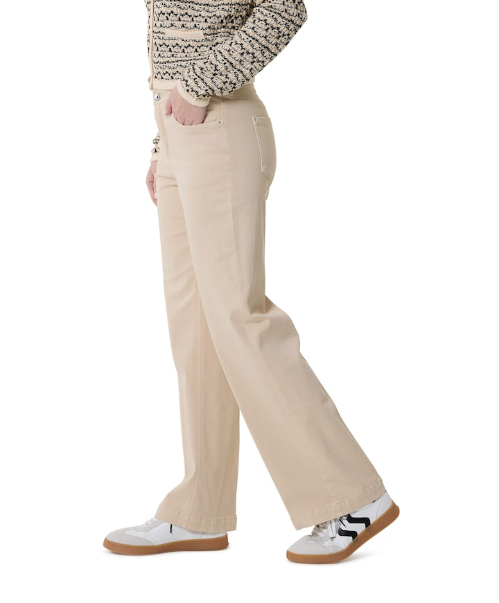 Wide leg Feminine broek beige
