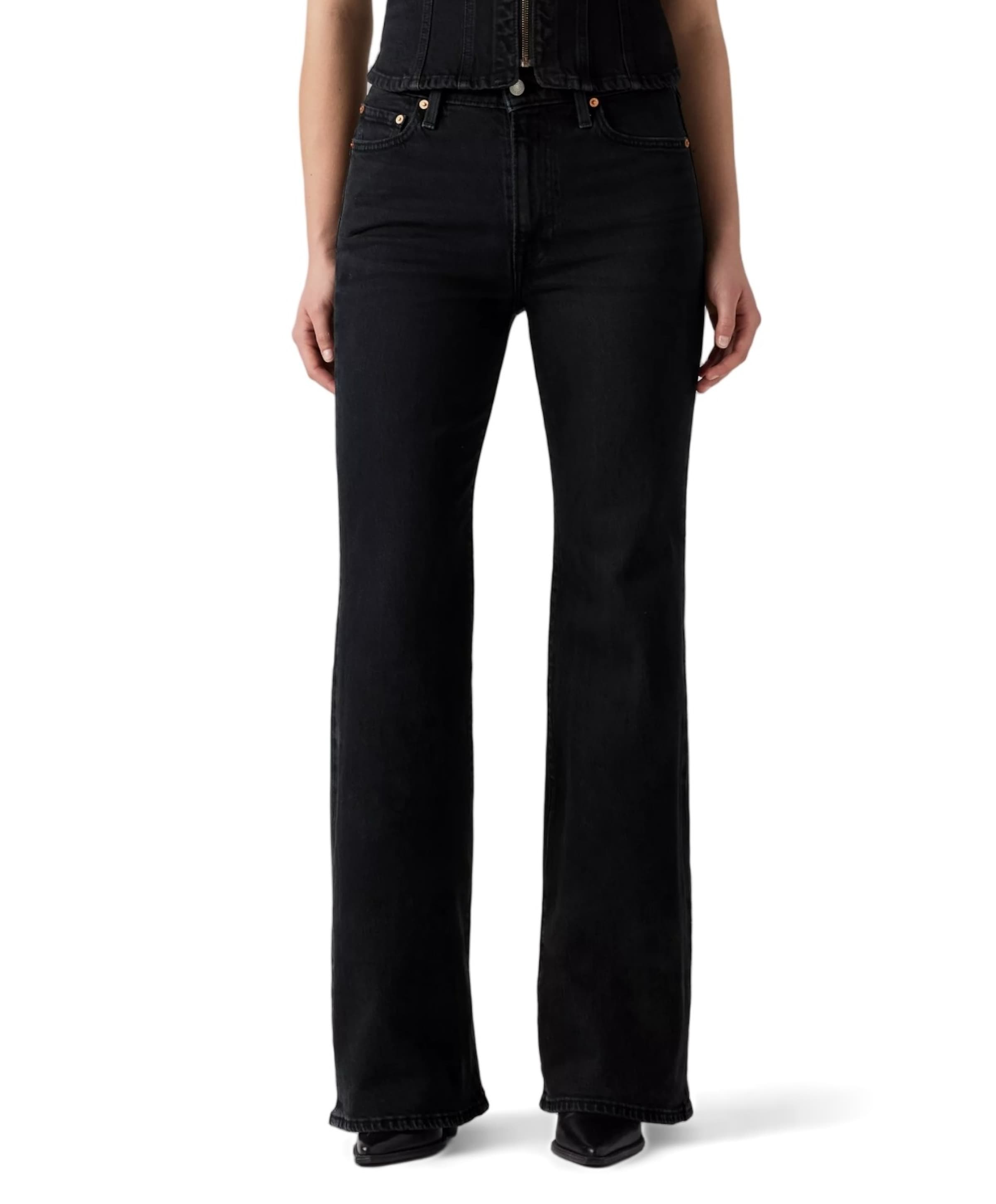 RIBCAGE FLARE H2'26 SLIGHT NIGHT STR dames jeans zwart