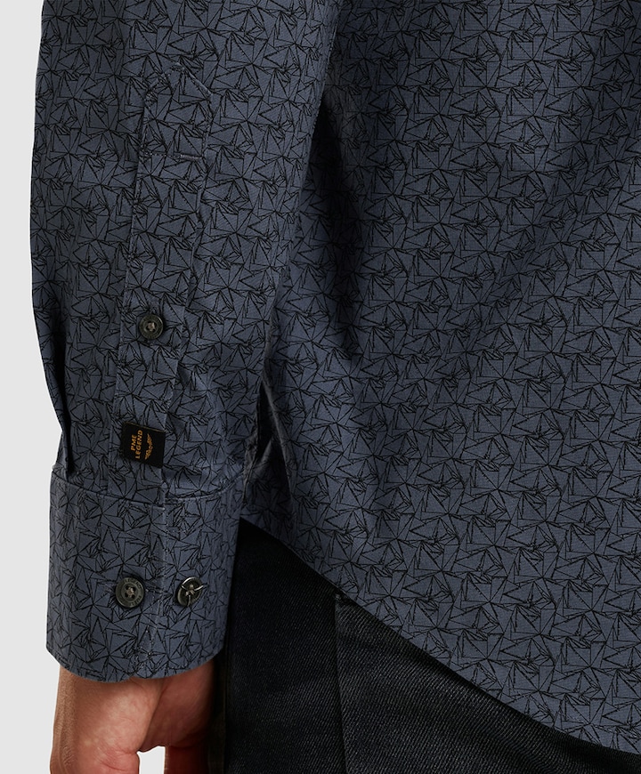 Heren overhemd lange mouw blauw