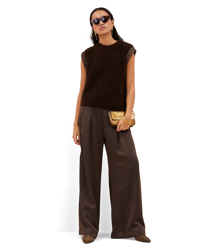 lodi metallic dames broek bruin