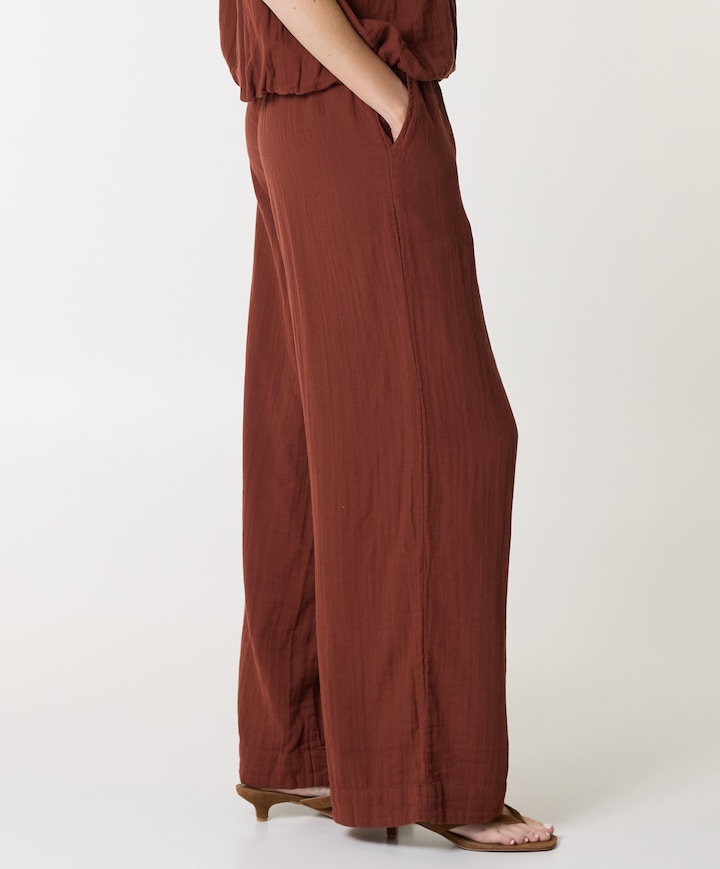SLFANNIE HW WIDE B dames broek bordeaux
