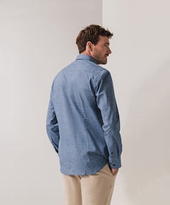 Heren overhemd lange mouw blauw