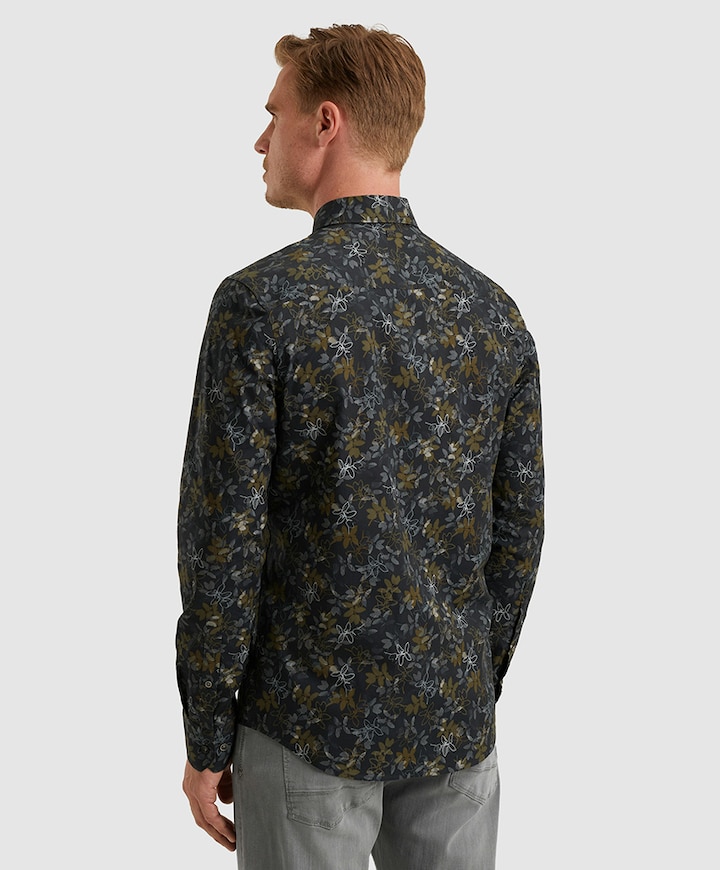 Heren overhemd lange mouw blauw