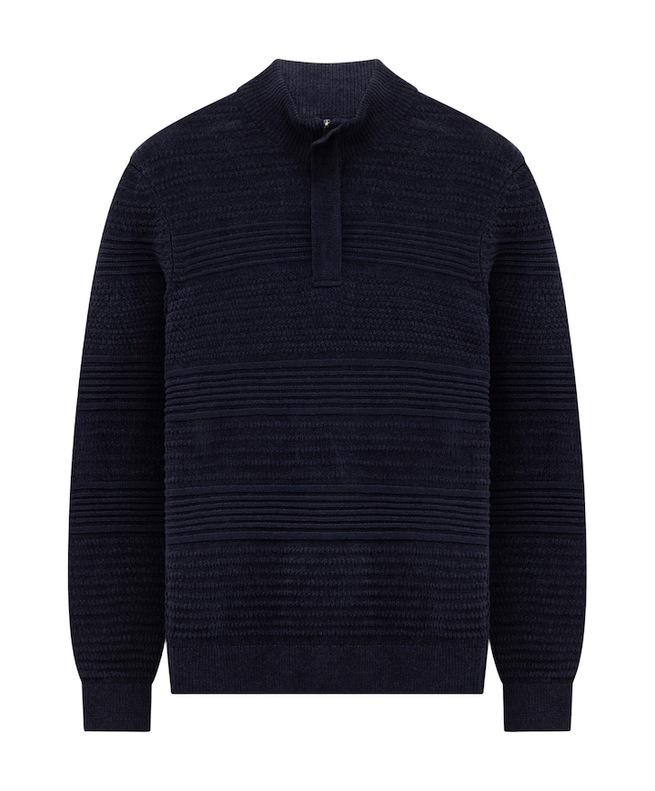 Heren trui met rits blauw