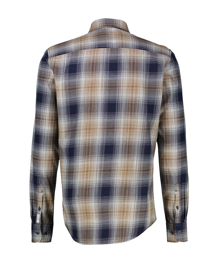 Heren overhemd lange mouw blauw