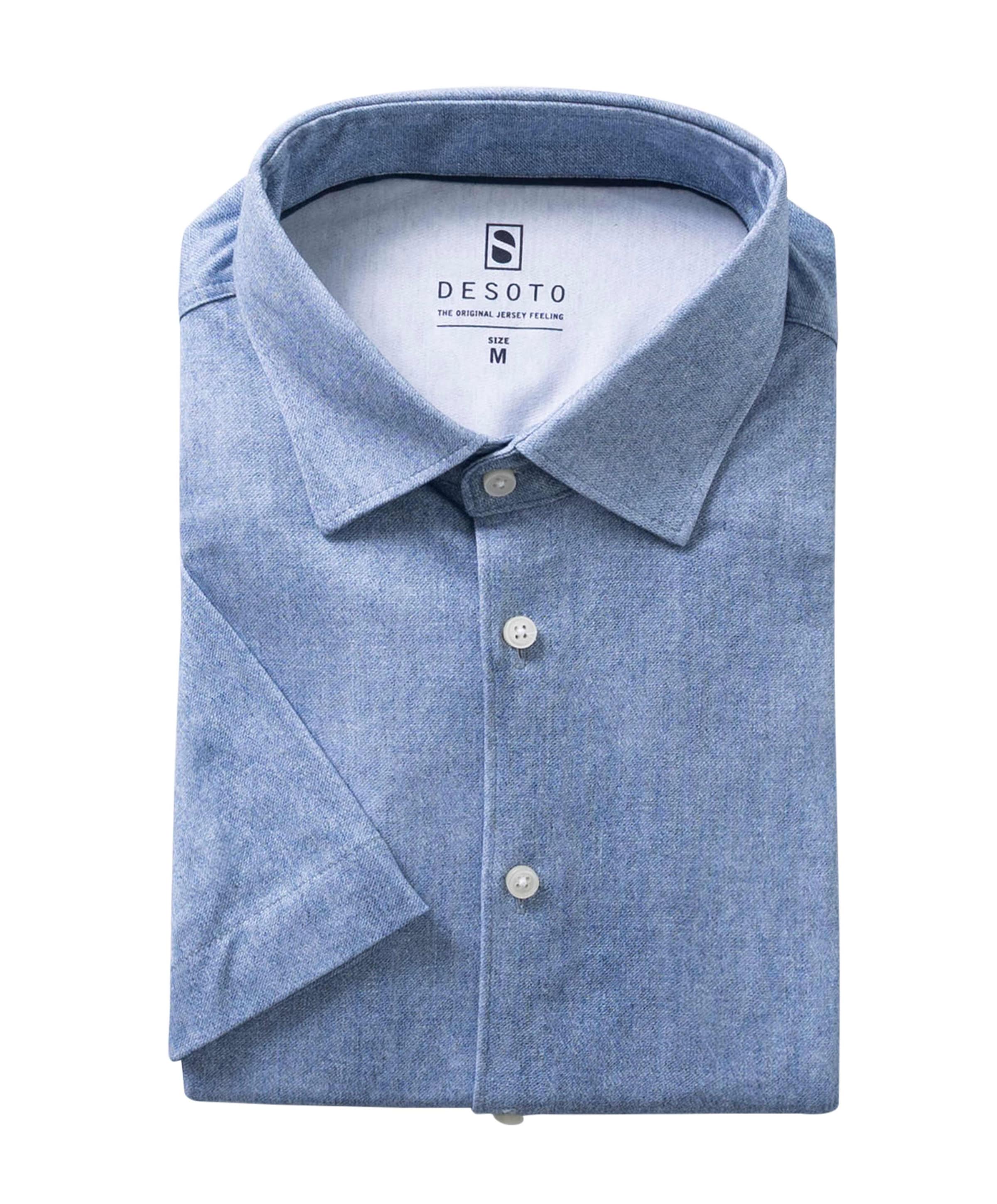 Heren overhemd korte mouw blauw