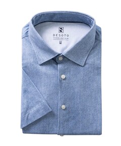 Heren overhemd korte mouw blauw