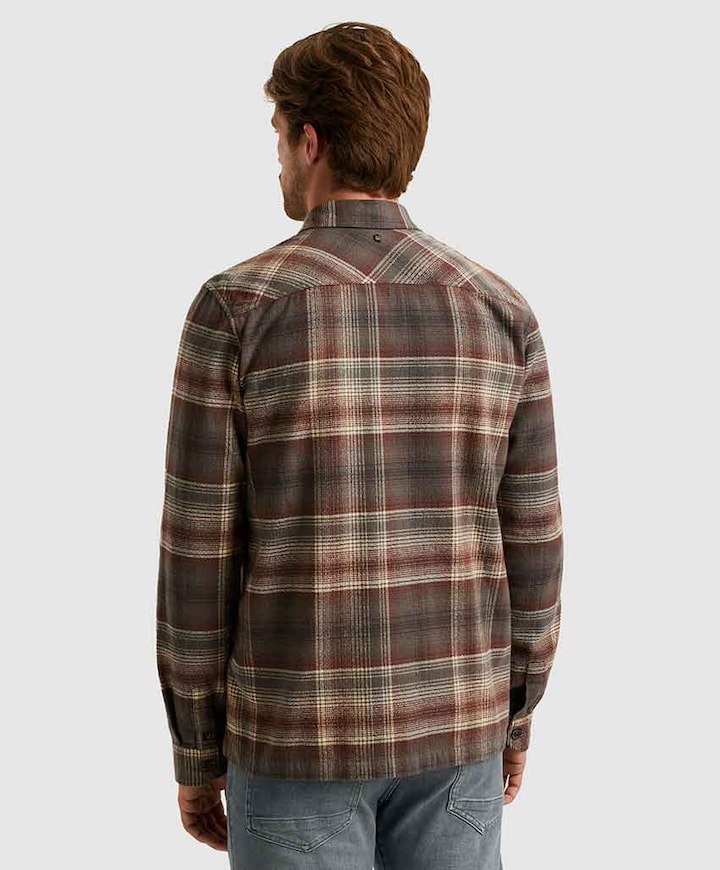 Heren overhemd lange mouw bruin