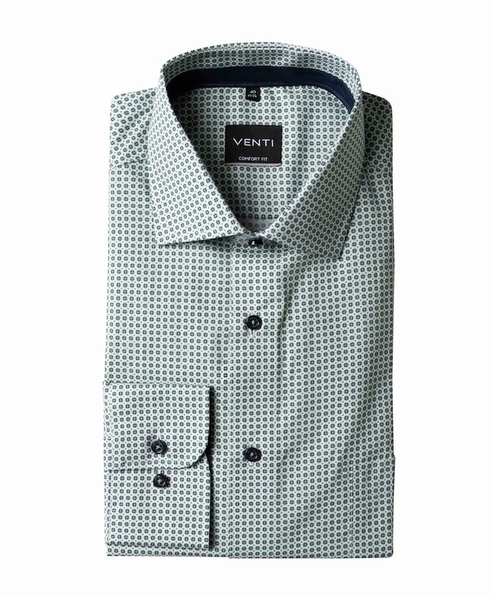 Heren overhemd lange mouw groen