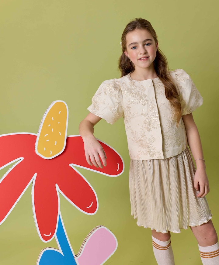 Meisjes blouse korte mouw goud