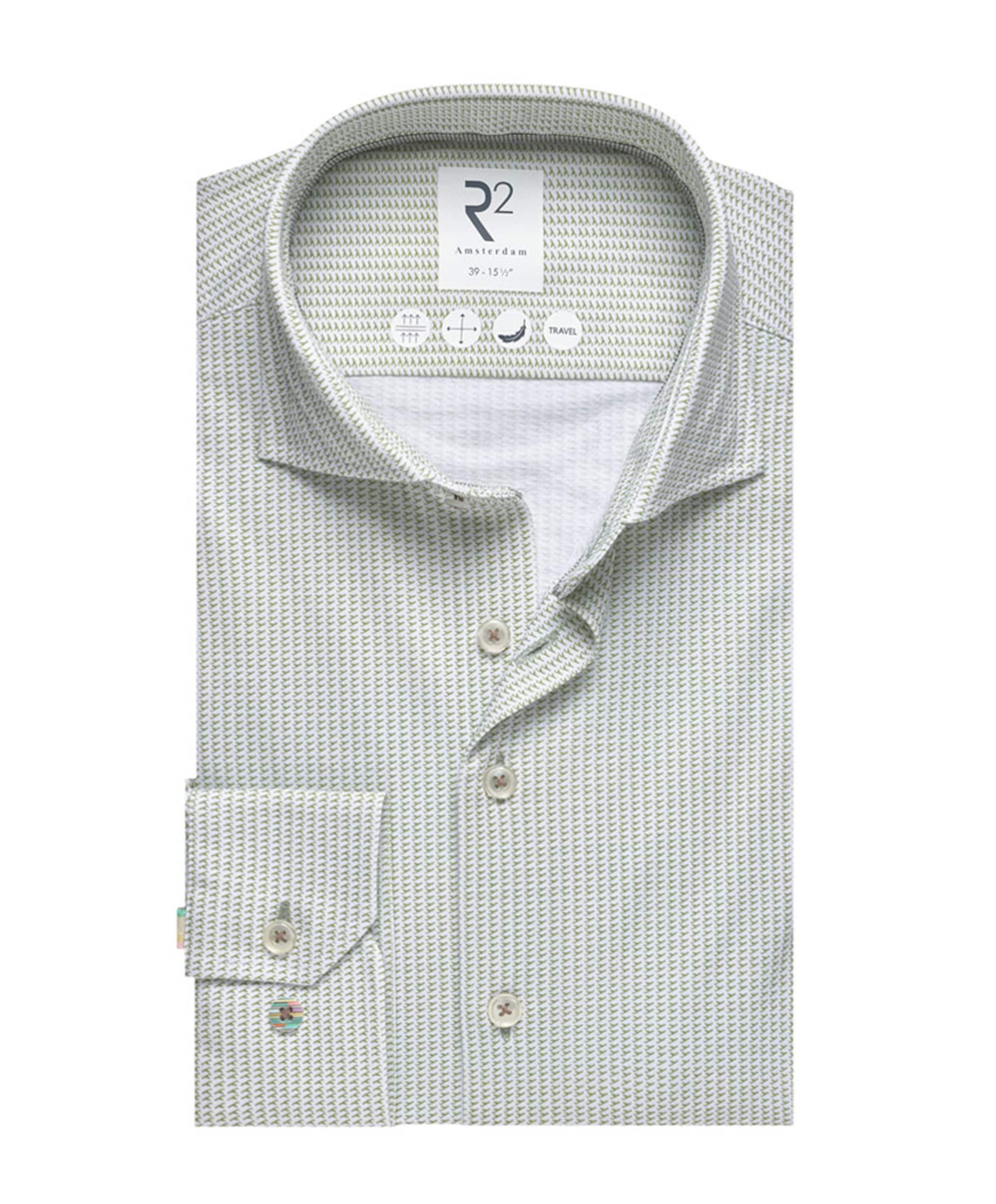 Heren overhemd lange mouw groen