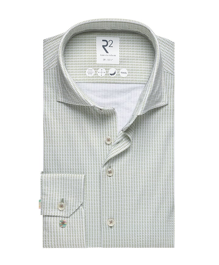 Heren overhemd lange mouw groen