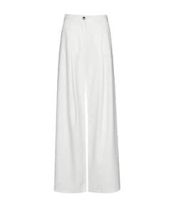 viscose mix effen plooi dames broek ecru