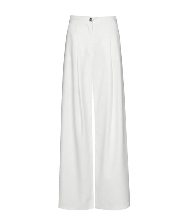 viscose mix effen plooi dames broek ecru