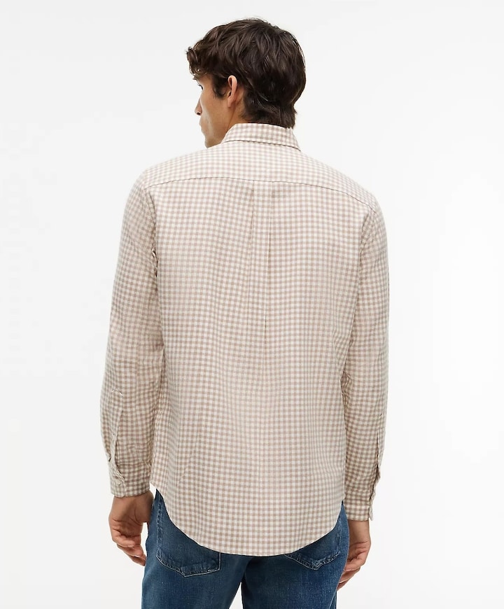 Heren overhemd lange mouw beige