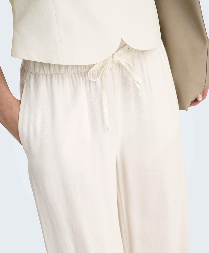 ONLGOA MW LINEN BL PULL-UP PANT CC dames broek ecru