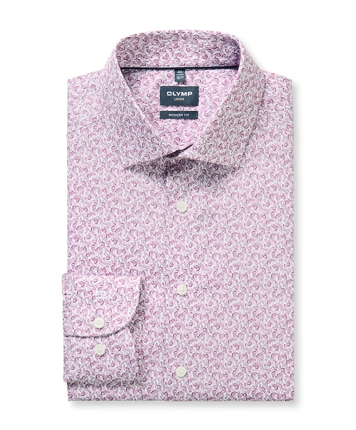 Heren overhemd lange mouw paars