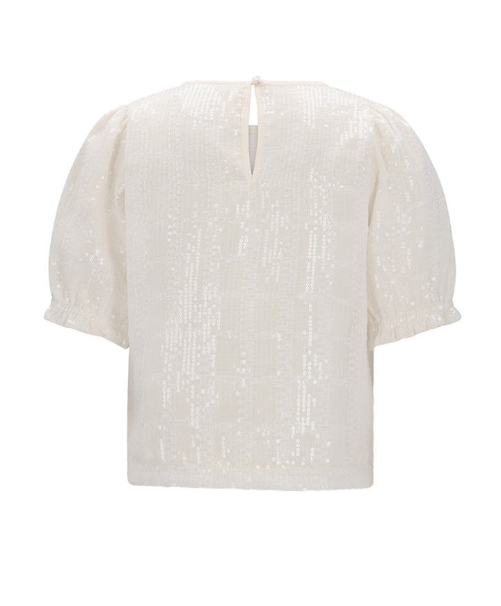 Meisjes blouse korte mouw ecru