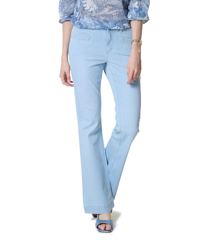 LENI FLARED POCKET dames jeans blauw